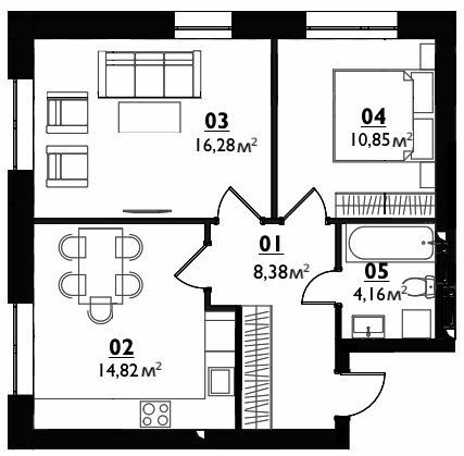2-кімнатна 54.49 м² в ЖК City Lake від 21 500 грн/м², с. Шевченкове
