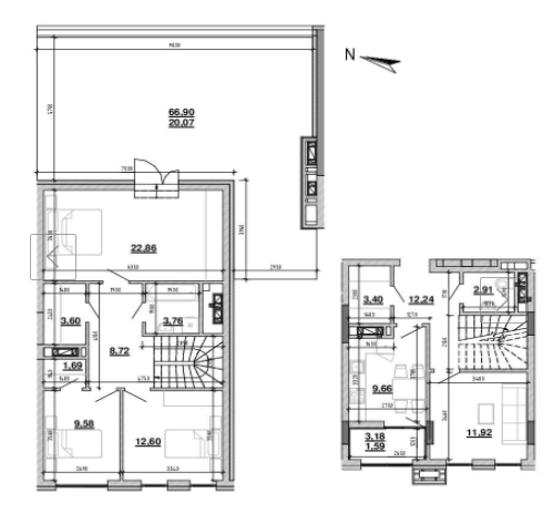 Двухуровневая 109.62 м² в ЖК Містечко Підзамче от 25 072 грн/м², Львов