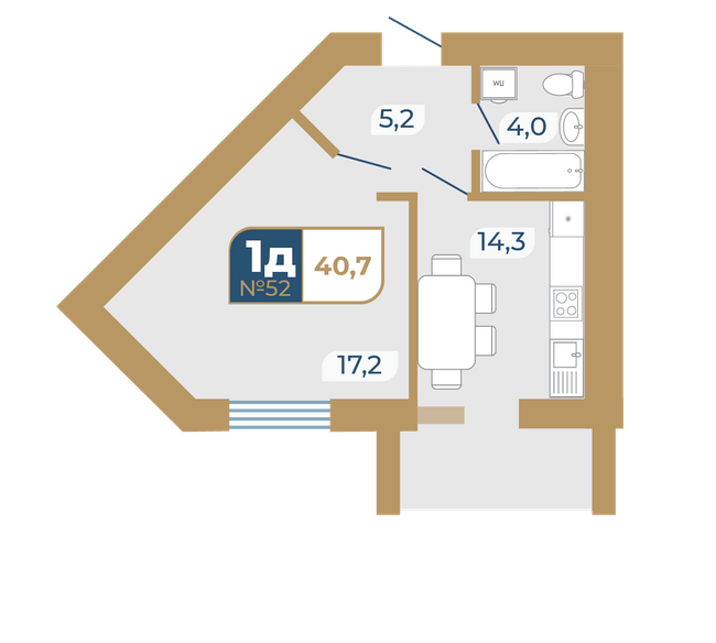 1-комнатная 40.7 м² в ЖК Добробуд от 15 500 грн/м², г. Дубно
