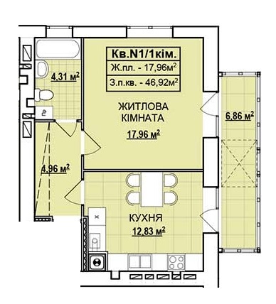 1-кімнатна 46.92 м² в ЖК на вул. Базарна від 13 950 грн/м², м. Стрий