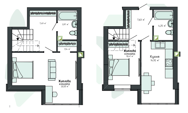 Двухуровневая 70.27 м² в Клубная резиденция O`Club от 29 093 грн/м², с. Крюковщина