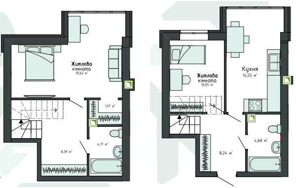Двухуровневая 61.14 м² в Клубная резиденция O`Club от 27 939 грн/м², с. Крюковщина