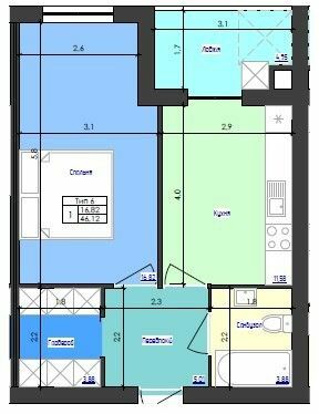 1-комнатная 46.12 м² в ЖК Кришталеве озеро от 19 800 грн/м², Черновцы