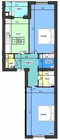 2-комнатная 76.01 м² в ЖК Кришталеве озеро от 19 800 грн/м², Черновцы