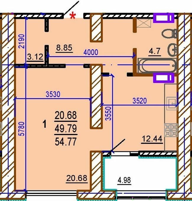 1-комнатная 54.77 м² в ЖК Шекспира от 30 000 грн/м², Харьков