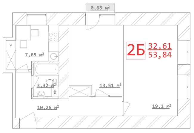 2-комнатная 53.84 м² в ЖК Новый дом Ньютона от 15 800 грн/м², Харьков