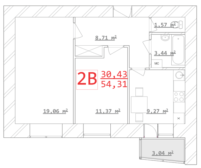 2-комнатная 54.31 м² в ЖК Новый дом Ньютона от 13 500 грн/м², Харьков