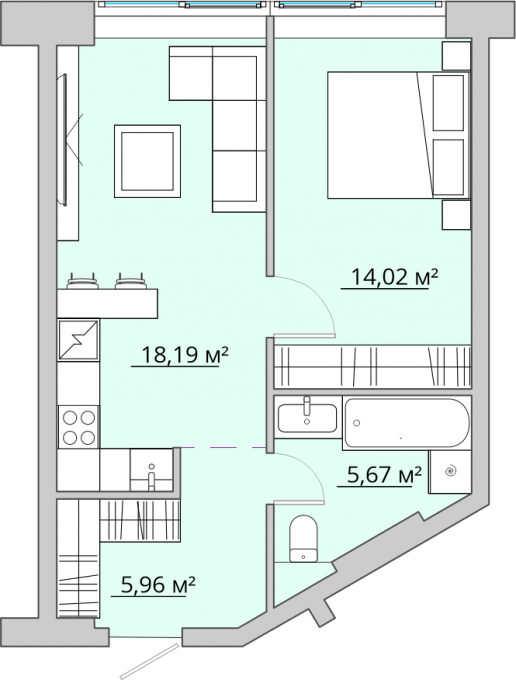 1-комнатная 44.66 м² в ЖК Bartolomeo Resort Town от 37 650 грн/м², Днепр
