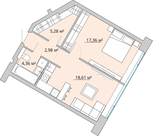 1-комнатная 49.72 м² в ЖК Bartolomeo Resort Town от 37 650 грн/м², Днепр