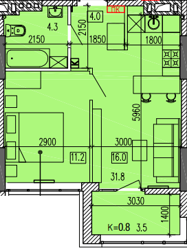 1-комнатная 39.6 м² в ЖК Затишний-2 от 27 300 грн/м², Днепр