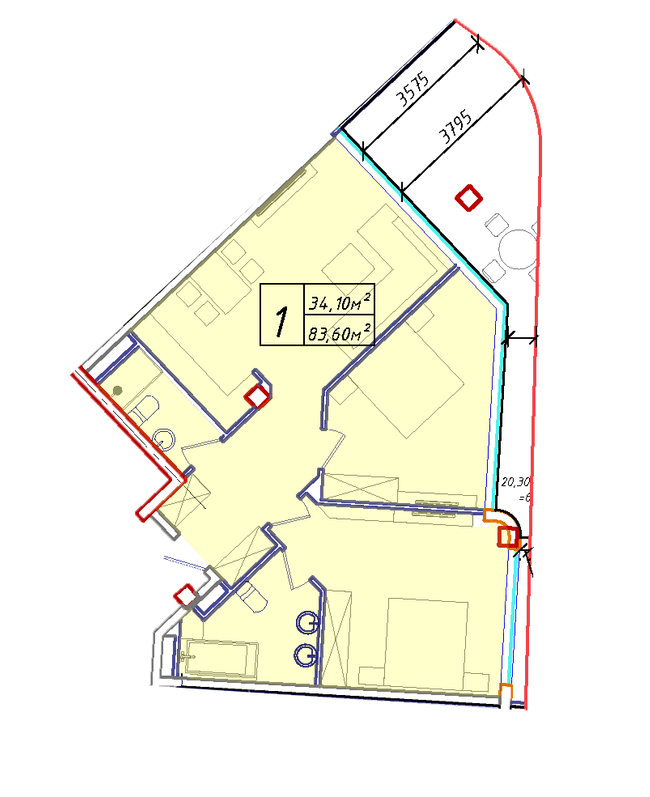 2-кімнатна 83.6 м² в ЖК Graf у моря від 42 600 грн/м², Одеса