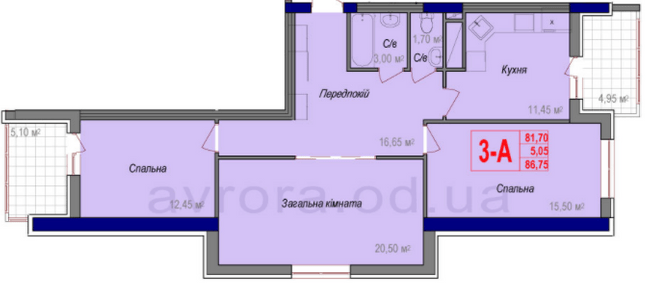 3-кімнатна 86.75 м² в ЖК Аврора від 20 700 грн/м², Одеса