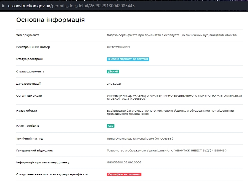 Сертификат о готовности Дом, ЖК Княжий