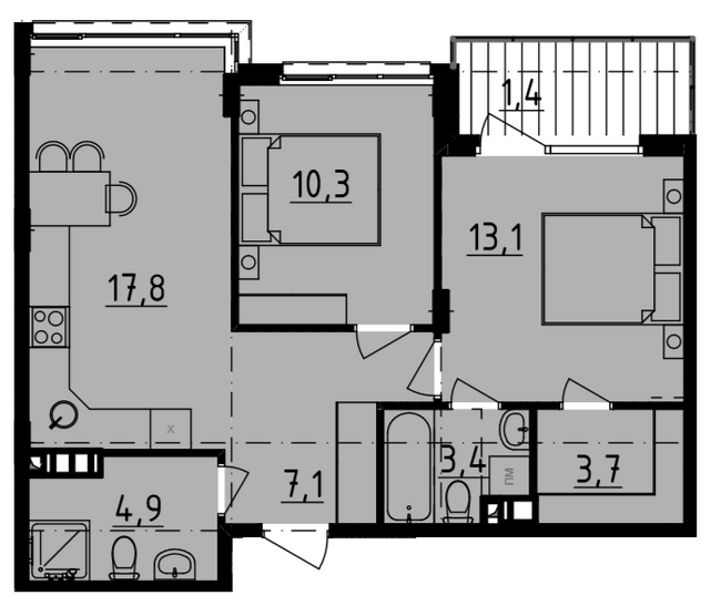 2-кімнатна 61.7 м² в ЖК DERBY Style House від 28 650 грн/м², Одеса