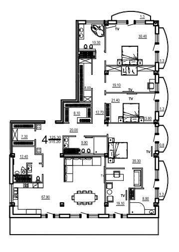 4-кімнатна 315.2 м² в КБ Biarritz від 53 800 грн/м², Одеса