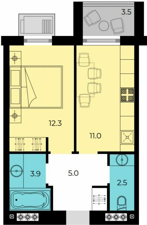 1-кімнатна 36.15 м² в ЖК Мармелад від 16 950 грн/м², с. Ілічанка