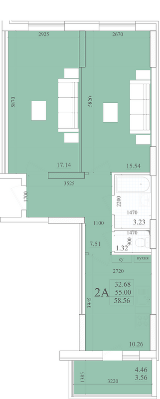 2-кімнатна 60.07 м² в ЖК Акварель-2 від 20 450 грн/м², Одеса