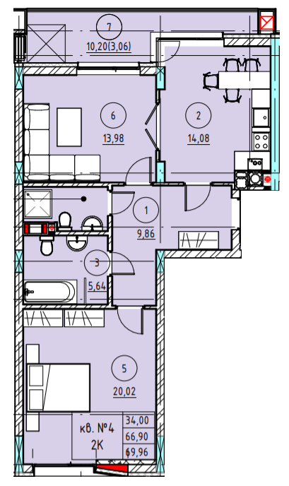 2-кімнатна 69.96 м² в ЖК Z40 від 45 200 грн/м², Львів