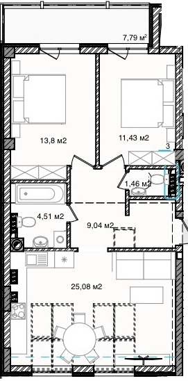 2-кімнатна 67.66 м² в ЖК На Кондукторській від 39 550 грн/м², Львів