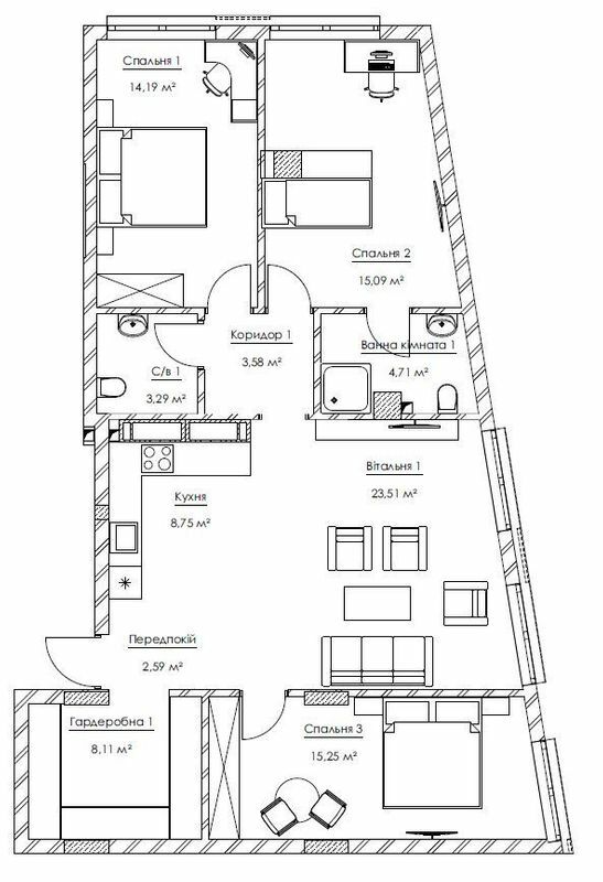 3-комнатная 99.07 м² в ЖК Franklin Concept House от 54 611 грн/м², Киев