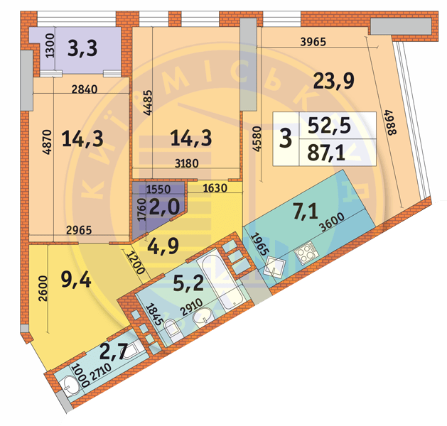 3-кімнатна 87.1 м² в ЖК Manhattan City від 41 100 грн/м², Київ