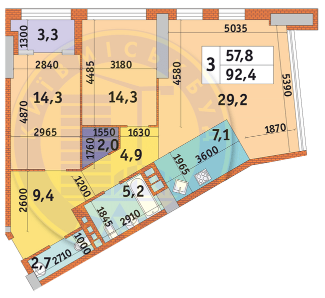 3-кімнатна 92.4 м² в ЖК Manhattan City від 45 669 грн/м², Київ