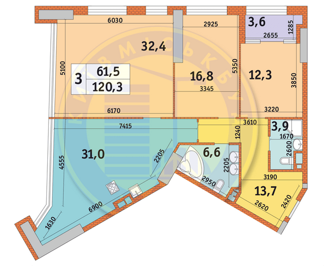 3-кімнатна 120.3 м² в ЖК Manhattan City від 41 100 грн/м², Київ