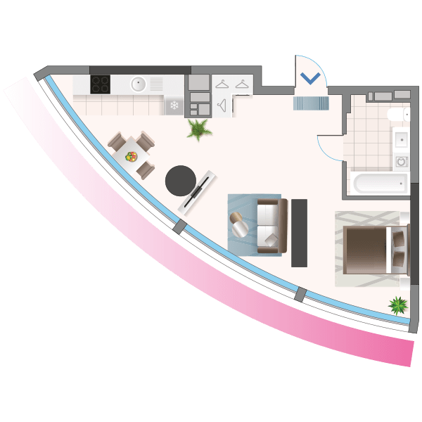 1-комнатная 44.3 м² в ЖК Oasis от 41 500 грн/м², Киев