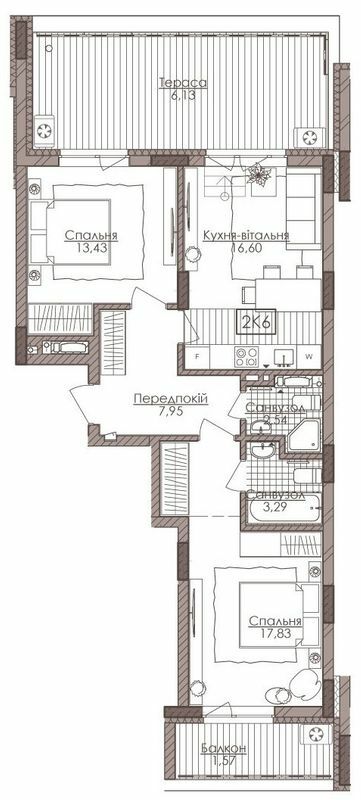 2-кімнатна 69.34 м² в ЖК Камертон від 63 600 грн/м², Київ