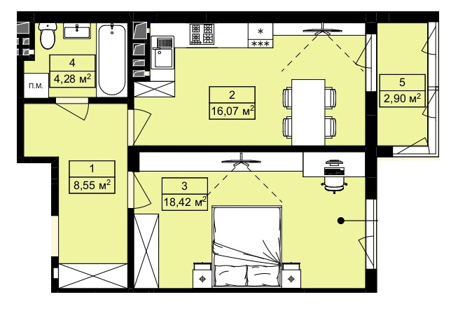 1-кімнатна 50.22 м² в ЖК Royal Hill від 19 200 грн/м², с. Лисиничі