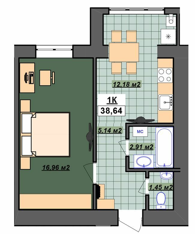 1-кімнатна 38.64 м² в ЖК Гетьманський від 14 200 грн/м², Івано-Франківськ