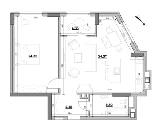 1-кімнатна 74.7 м² в ЖК Ярославенка від 48 899 грн/м², Львів