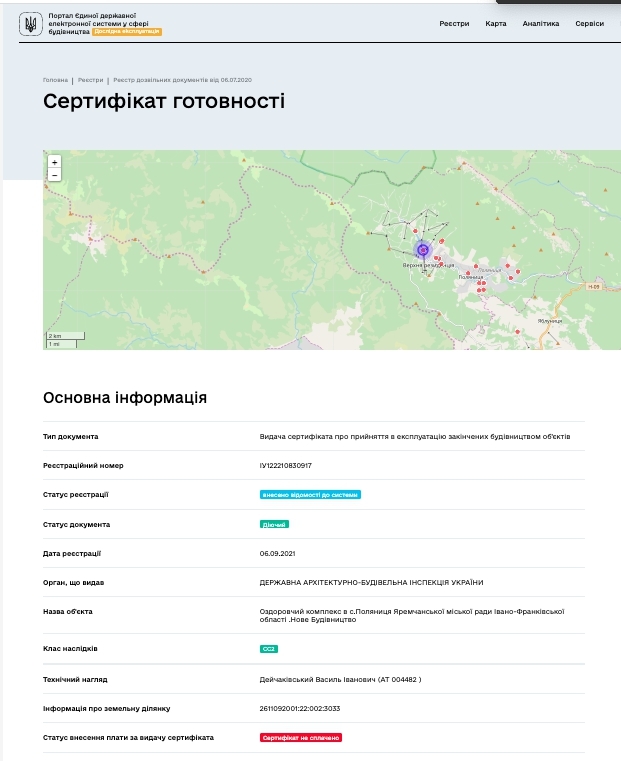 Сертификат о готовности Дом, Апарт-комплекс Resort Medical Park