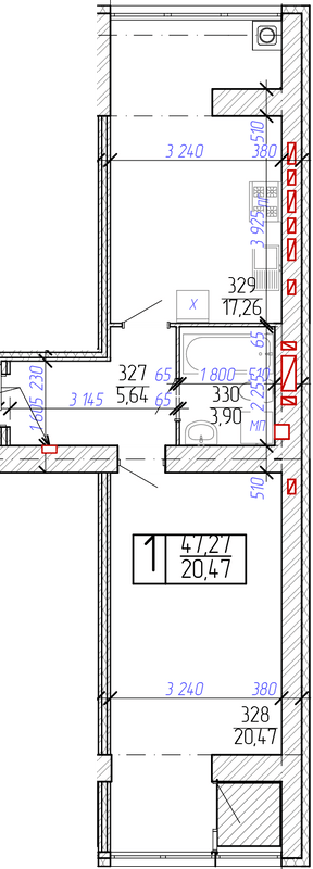 1-комнатная 47.27 м² в ЖК Новобудова от 16 200 грн/м², Хмельницкий
