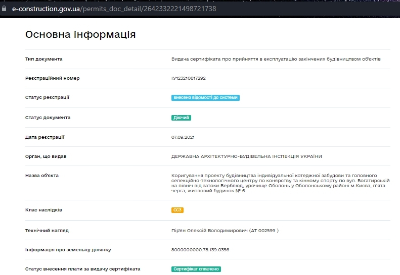 Сертифікат про готовність Дом 6, ЖК Італійський квартал