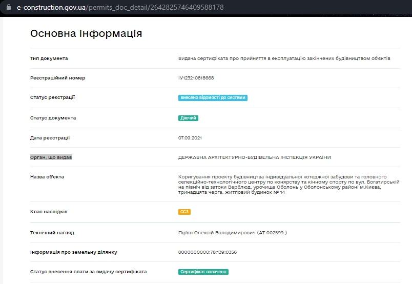 Сертифікат про готовність Дом 14, ЖК Італійський квартал