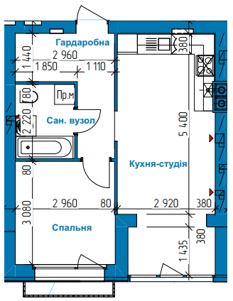 1-кімнатна 39.72 м² в ЖК в Лісовій Бучі від 17 500 грн/м², м. Буча