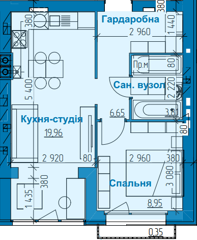 1-кімнатна 42.7 м² в ЖК в Лісовій Бучі від 19 500 грн/м², м. Буча