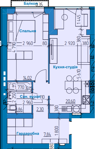 1-кімнатна 48.98 м² в ЖК в Лісовій Бучі від 19 500 грн/м², м. Буча