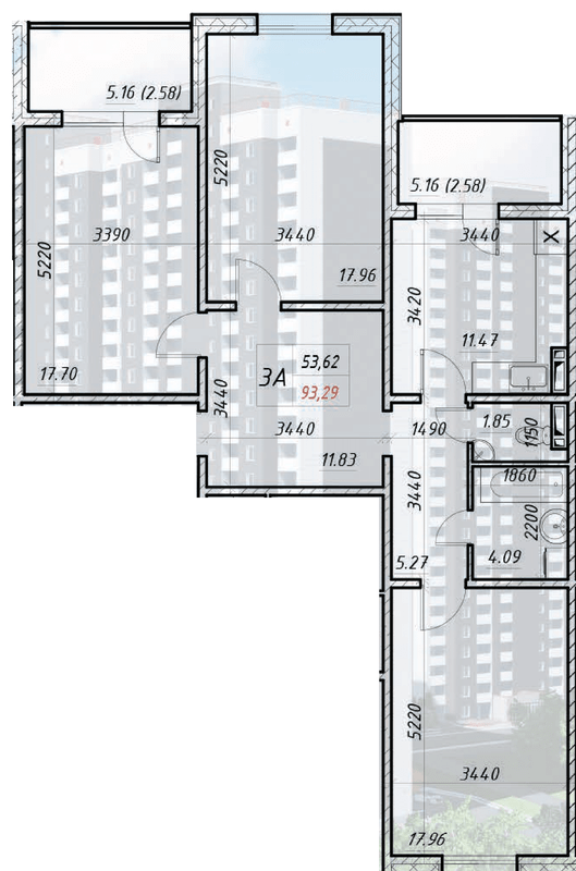 3-кімнатна 93.29 м² в ЖК Деснянський від 21 000 грн/м², Київ