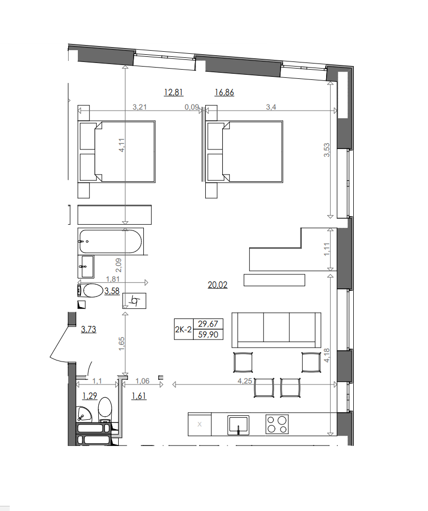2-кімнатна 59.7 м² в ЖК Svitlo Park від 37 111 грн/м², Київ