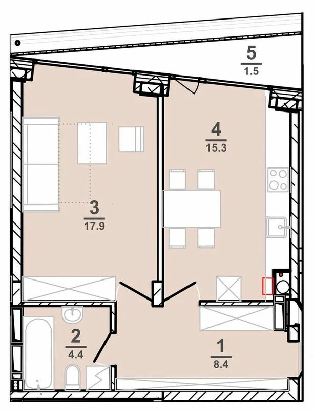 1-комнатная 47.5 м² в ЖК AMSTERDAM от 34 200 грн/м², Полтава