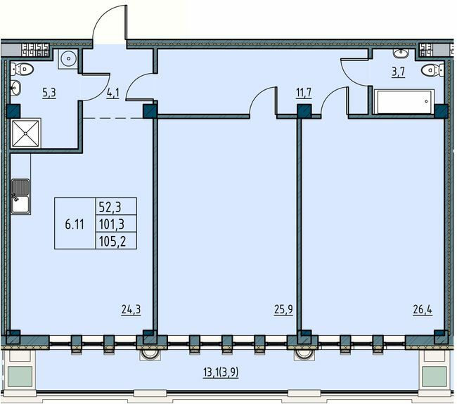2-комнатная 105.2 м² в ЖК Пространство на Ришельевской от 42 750 грн/м², Одесса
