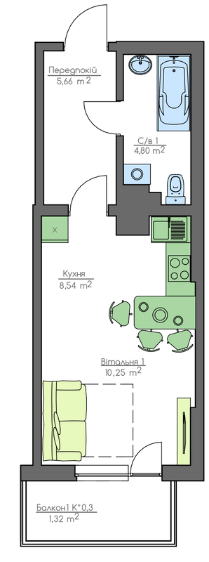 1-кімнатна 30.54 м² в ЖК Home and Park Comfort House від 14 700 грн/м², м. Бориспіль