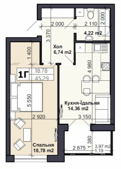 1-комнатная 45.29 м² в ЖК Именно Тот от 13 500 грн/м², пгт Немешаево