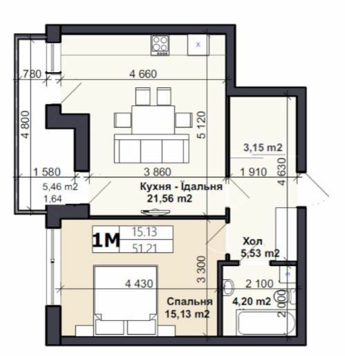 1-комнатная 51.21 м² в ЖК Именно Тот от 13 500 грн/м², пгт Немешаево
