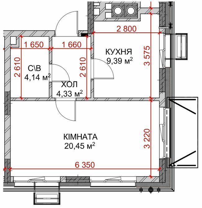 1-кімнатна 38.31 м² в ЖК Riverside від 33 750 грн/м², с. Погреби