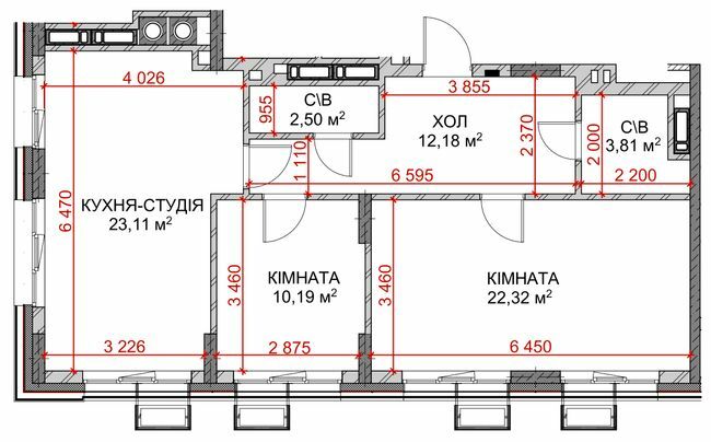 2-кімнатна 72.7 м² в ЖК Riverside від 38 000 грн/м², с. Погреби