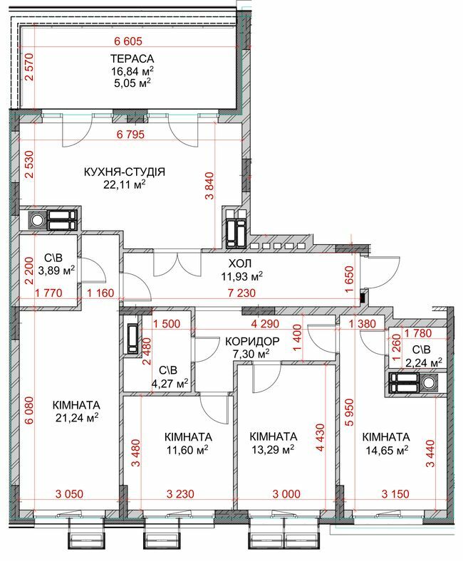 4-кімнатна 114.5 м² в ЖК Riverside від 42 700 грн/м², с. Погреби