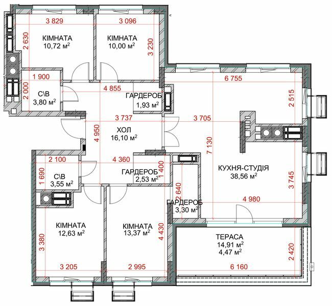 4-кімнатна 118.5 м² в ЖК Riverside від 42 700 грн/м², с. Погреби